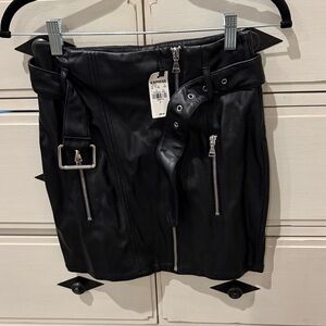 Express Black Belted Mini Skirt